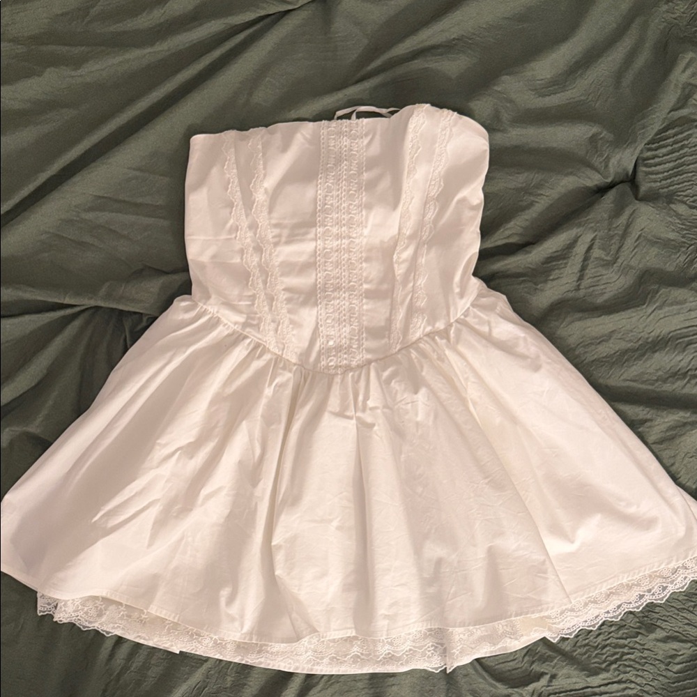 BabyBoo White Strapless Mini Dress
